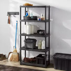 Scaffale a 5 Ripiani in Plastica Nero - ™: Scaffalatura per Utilità, 5 Ripiani Aperti, Capacità 68 kg, Altezza 186.7 cm