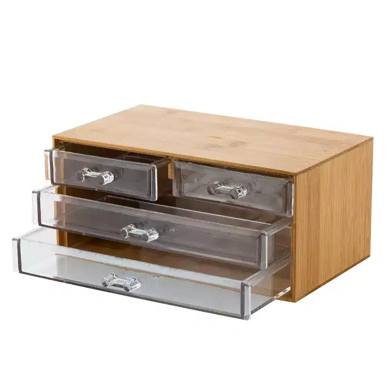 Simplify 3 Tier 4 Drawer Bamboo Cosmetic Organizer