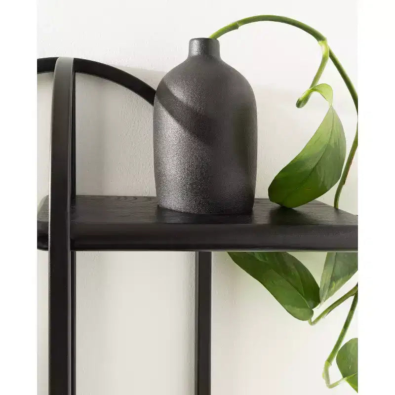 Kate & Laurel All Things Decor 18"x6"x30" Ramos Scaffale d'Accento Legno/Metallo Nero: Contenitore Moderno Galleggiante, Design a 3 Ripiani