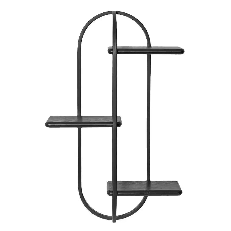 Kate & Laurel All Things Decor 18"x6"x30" Ramos Scaffale d'Accento Legno/Metallo Nero: Contenitore Moderno Galleggiante, Design a 3 Ripiani
