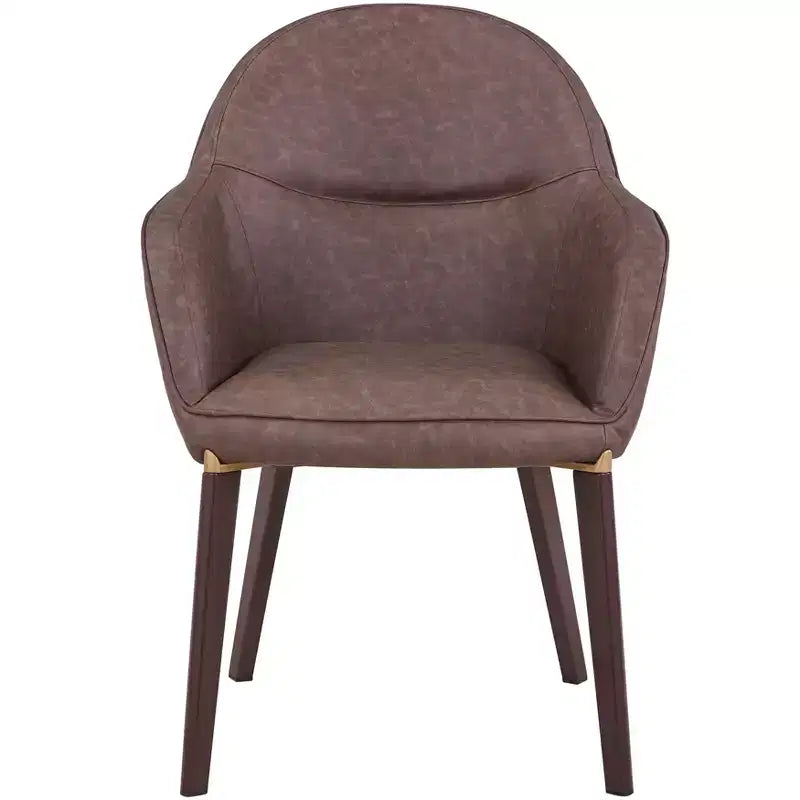 LeisureMod Elias Dining Chairs Set of 2 Upholstered Leather Or Velvet Seats with Powder-Coated Legs, Modern Kitchen, Dining Room, Cafe Seating