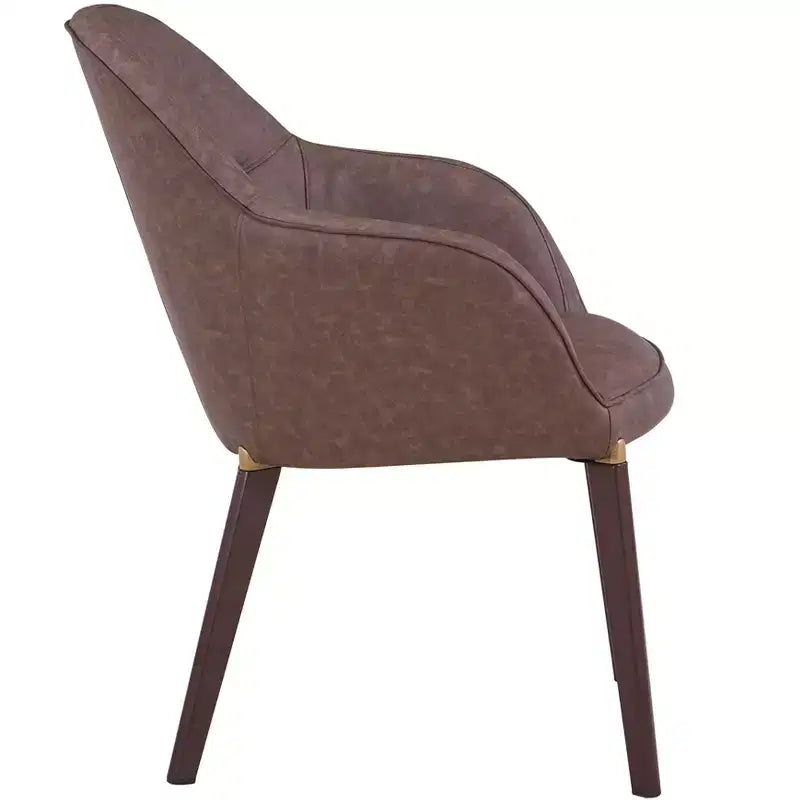 LeisureMod Elias Dining Chairs Set of 2 Upholstered Leather Or Velvet Seats with Powder-Coated Legs, Modern Kitchen, Dining Room, Cafe Seating