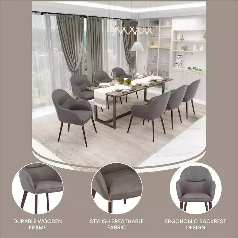 LeisureMod Elias Dining Chairs Set of 2 Upholstered Leather Or Velvet Seats with Powder-Coated Legs, Modern Kitchen, Dining Room, Cafe Seating