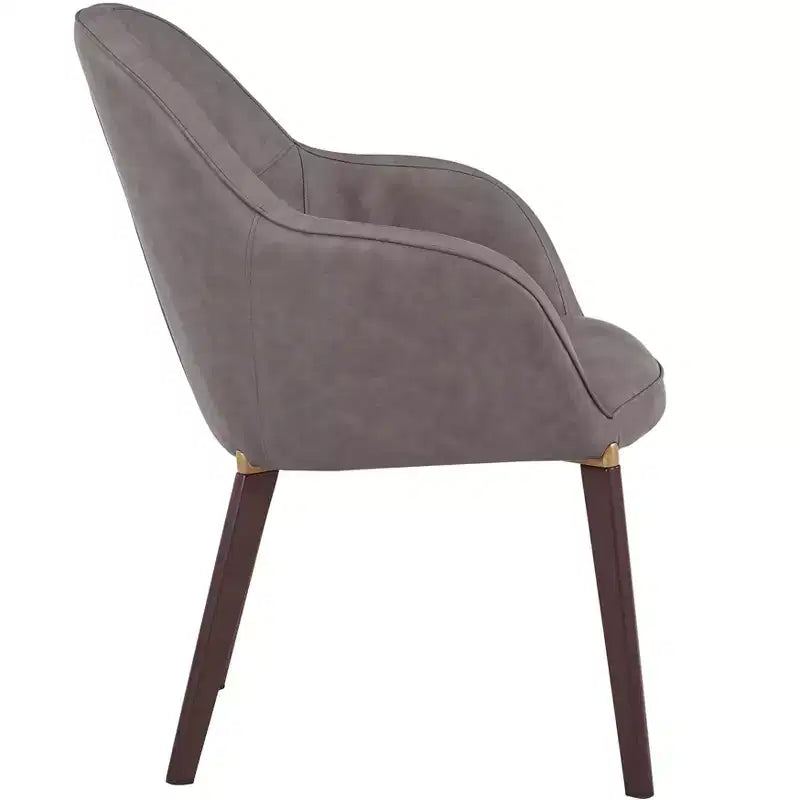 LeisureMod Elias Dining Chairs Set of 2 Upholstered Leather Or Velvet Seats with Powder-Coated Legs, Modern Kitchen, Dining Room, Cafe Seating