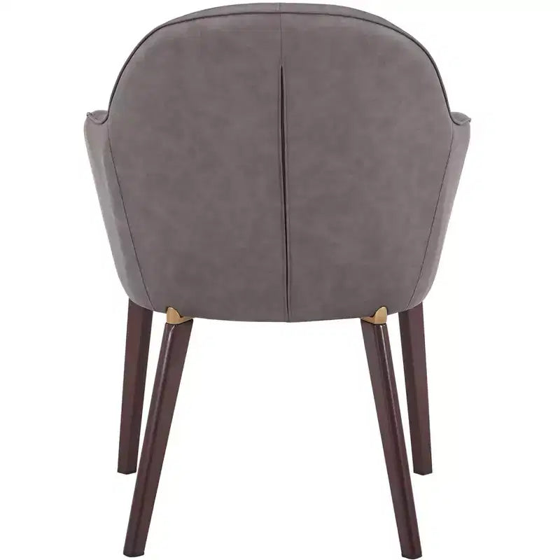 LeisureMod Elias Dining Chairs Set of 2 Upholstered Leather Or Velvet Seats with Powder-Coated Legs, Modern Kitchen, Dining Room, Cafe Seating