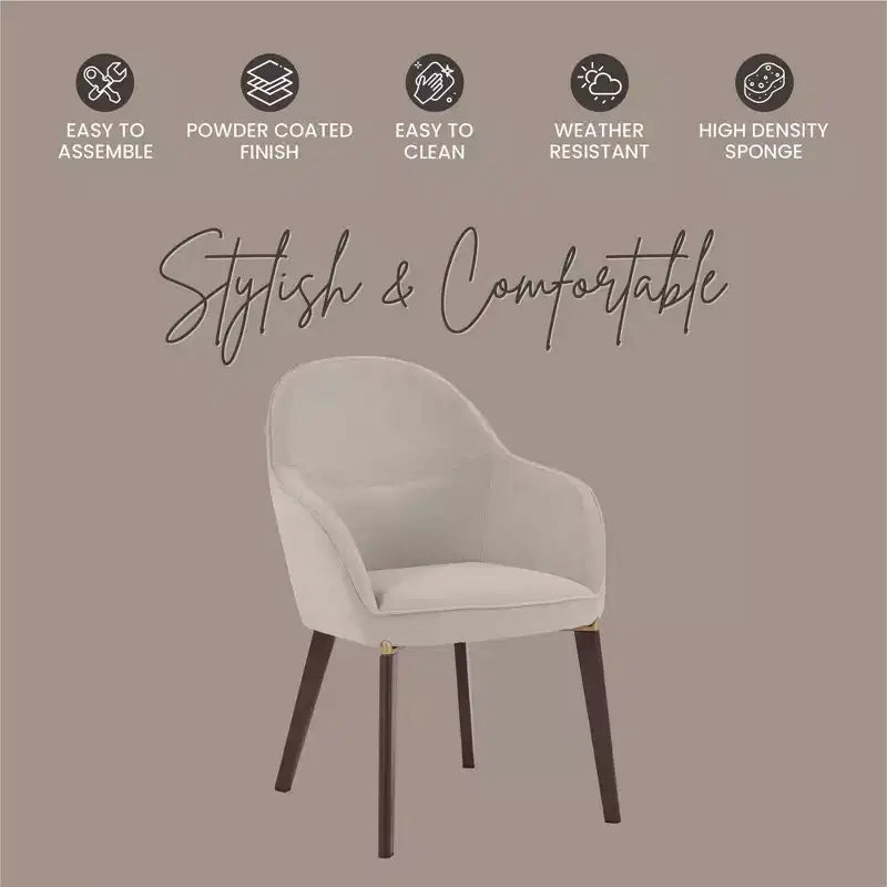 LeisureMod Elias Dining Chairs Set of 2 Upholstered Leather Or Velvet Seats with Powder-Coated Legs, Modern Kitchen, Dining Room, Cafe Seating