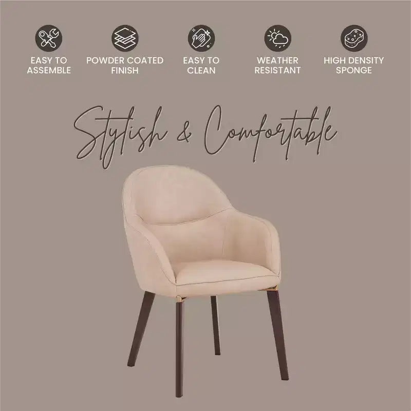 LeisureMod Elias Dining Chairs Set of 2 Upholstered Leather Or Velvet Seats with Powder-Coated Legs, Modern Kitchen, Dining Room, Cafe Seating