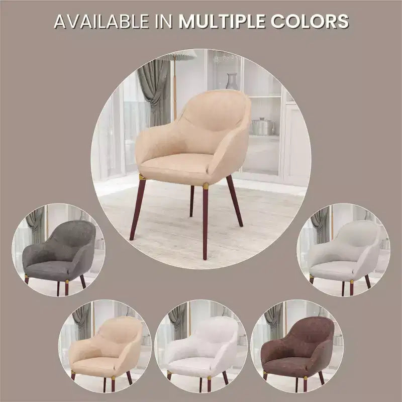 LeisureMod Elias Dining Chairs Set of 2 Upholstered Leather Or Velvet Seats with Powder-Coated Legs, Modern Kitchen, Dining Room, Cafe Seating