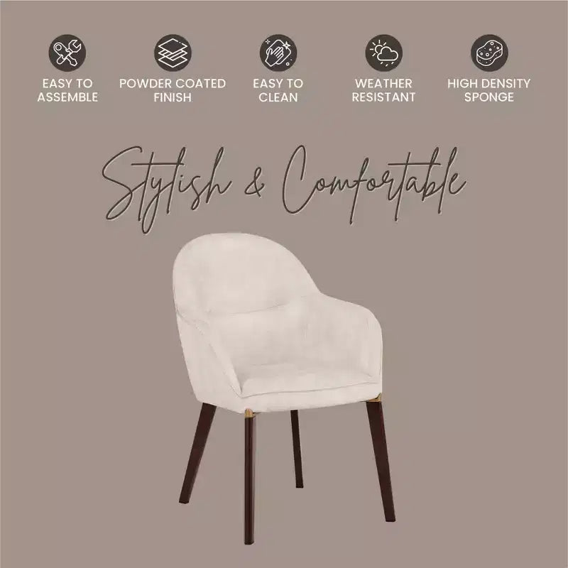 LeisureMod Elias Dining Chairs Set of 2 Upholstered Leather Or Velvet Seats with Powder-Coated Legs, Modern Kitchen, Dining Room, Cafe Seating