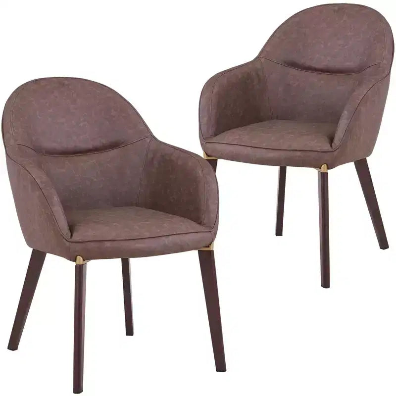 LeisureMod Elias Dining Chairs Set of 2  Upholstered Leather Or Velvet Seats with Powder-Coated Legs, Modern Kitchen, Dining Room, Cafe Seating