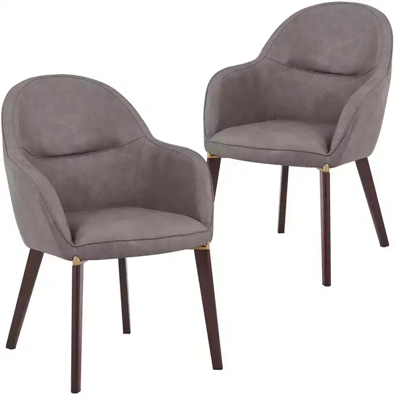 LeisureMod Elias Dining Chairs Set of 2  Upholstered Leather Or Velvet Seats with Powder-Coated Legs, Modern Kitchen, Dining Room, Cafe Seating