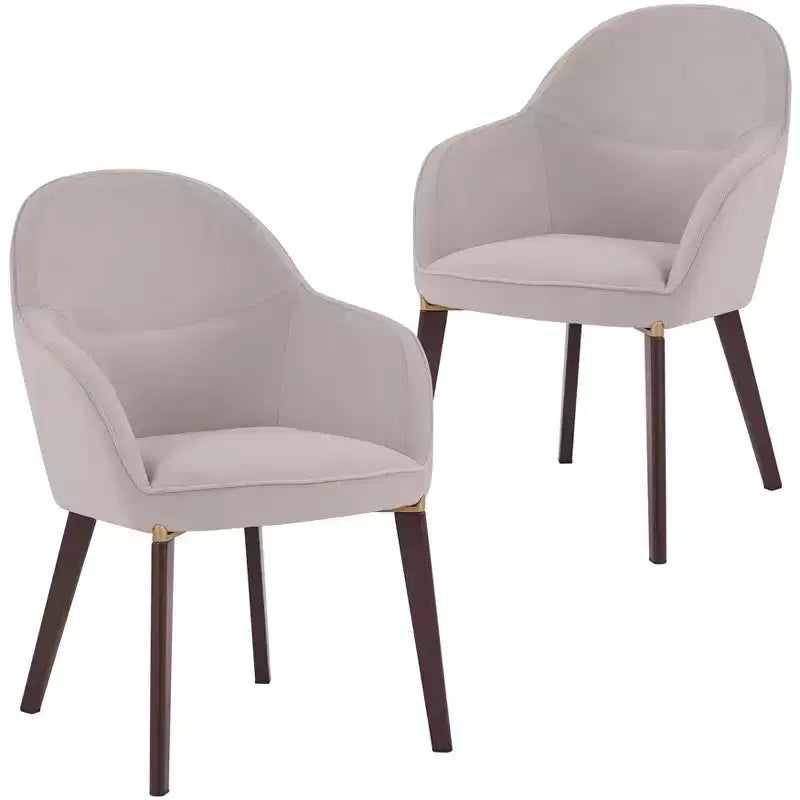 LeisureMod Elias Dining Chairs Set of 2  Upholstered Leather Or Velvet Seats with Powder-Coated Legs, Modern Kitchen, Dining Room, Cafe Seating