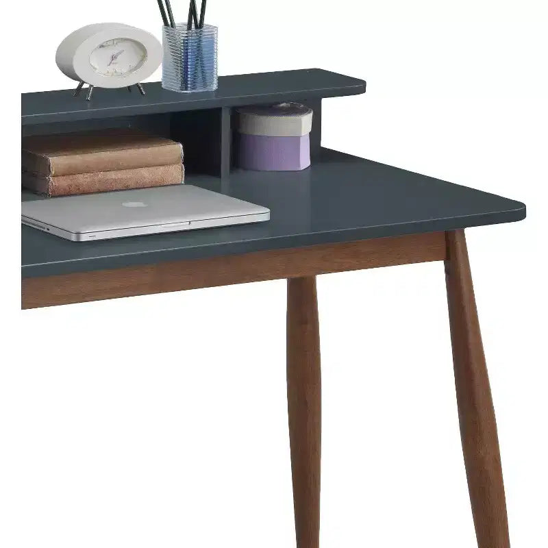 Scrivania da ufficio Roundhill Furniture Roskilde con spazio contenitivo, legno, blu-grigio