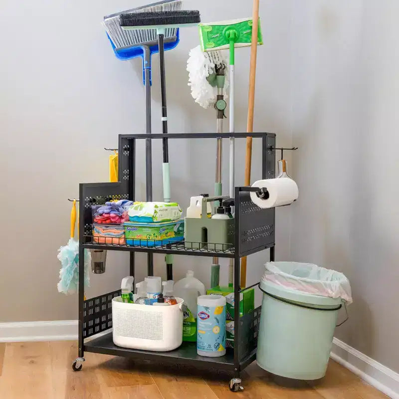 Teal Triangle The Everything Utility Cart with Pegboard & Bucket Rack