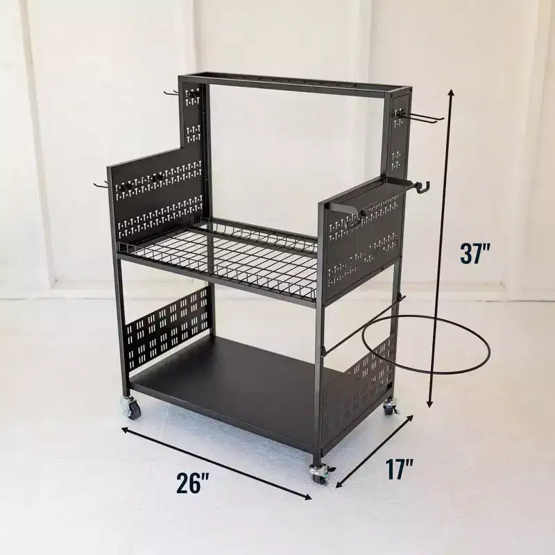 Carrello multiuso Teal Triangle con pannello forato e portasecchi
