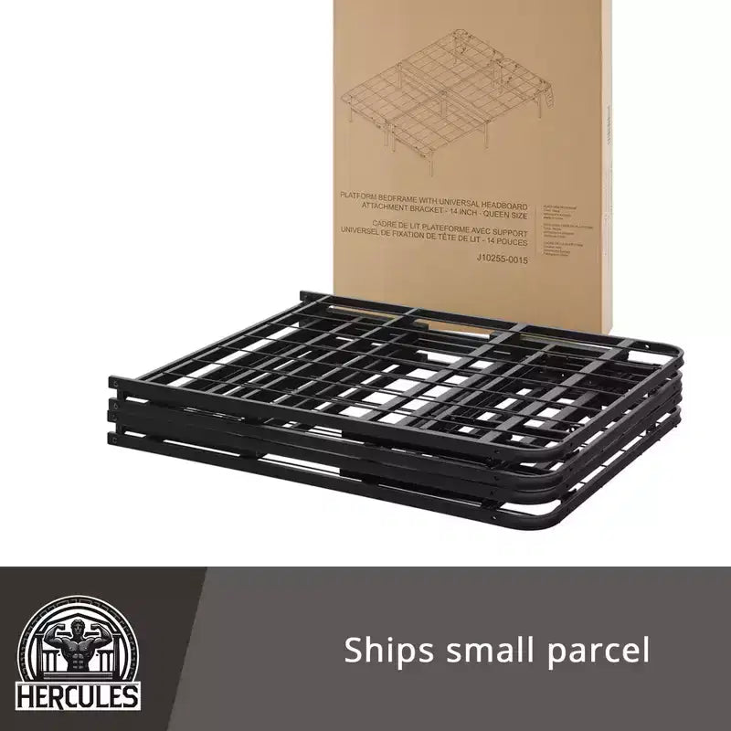 Hercules Folding Metal Bed Frame, 14 Inch Platform Mattress Foundation, King