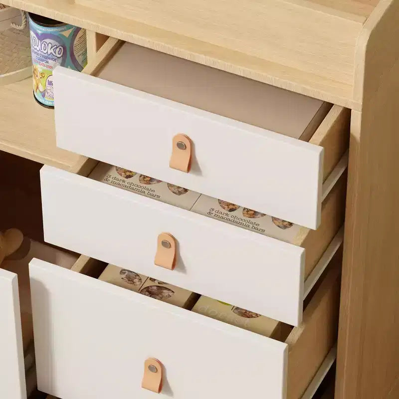 Fasciatoio con Mobile Contenitore Famapy con Maniglie in Pelle, Ampio Piano di Lavoro, Quattro Cassetti, Ampio Spazio di Archiviazione, Pratico e Sicuro