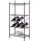 Kings Brand Furniture Cantinetta Porta Vino in Metallo Autoportante, Mobiletto Porta Liquori con Portabicchieri e Ripiani, Bronzo