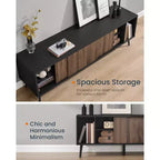 SONGMICS HOME Montaggio Super Veloce Senza Attrezzi, Mobile Porta TV per TV fino a 72 Pollici, Mobile TV, Centro di Intrattenimento, Noce Naturale e Nero Ebano