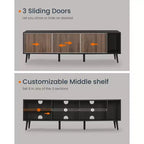 SONGMICS HOME Montaggio Super Veloce Senza Attrezzi, Mobile Porta TV per TV fino a 72 Pollici, Mobile TV, Centro di Intrattenimento, Noce Naturale e Nero Ebano