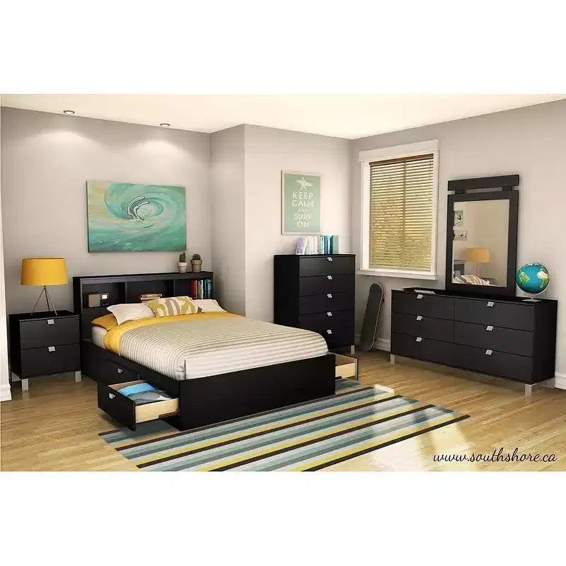 HomeStockBookcase Headboard Pure Black Spark Style Headboard