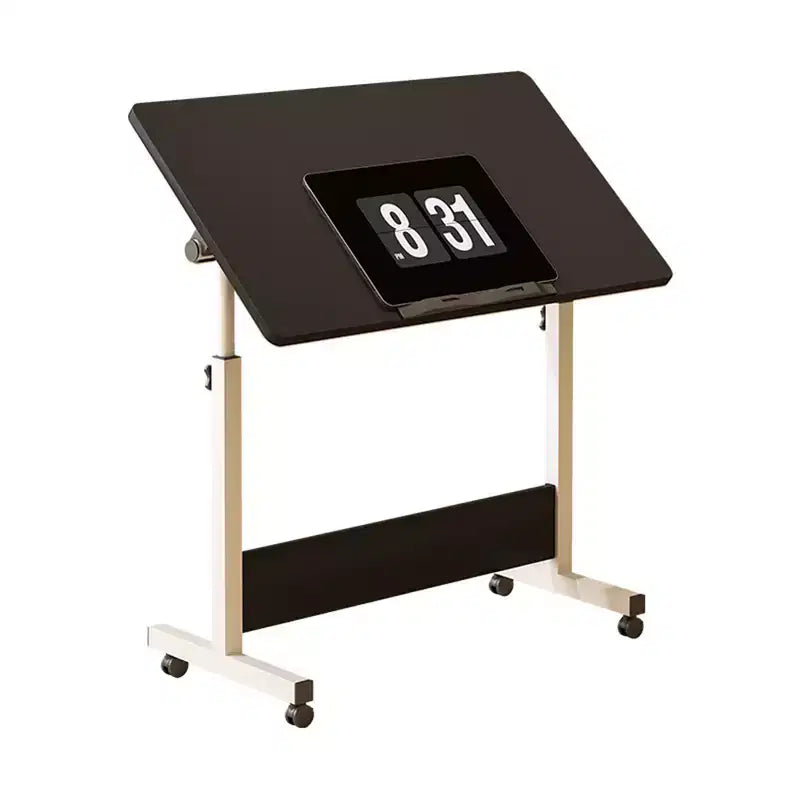 Adjustable Height Standing Desk on Wheels, Foldable Mobile Rolling Laptop Stand Portable Computer Workstations for Small Spaces Home Offices