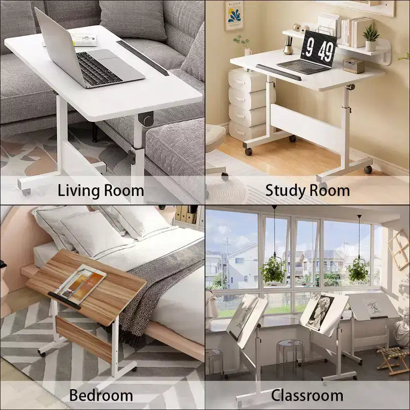 Adjustable Height Standing Desk on Wheels, Foldable Mobile Rolling Laptop Stand Portable Computer Workstations for Small Spaces Home Offices