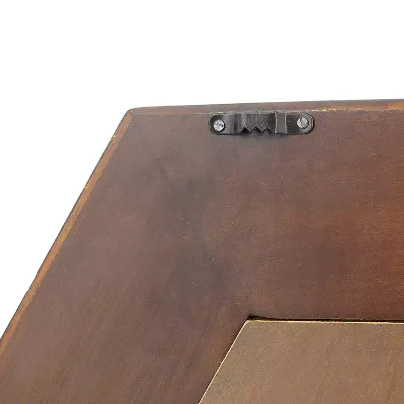18.5 x 18.5 Inch Hexagon Wall Mirror with Solid Wood Frame Dark Brown