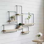 Iron and Wood Wall Shelf Hanging Decor 15.7x5.9x17.7