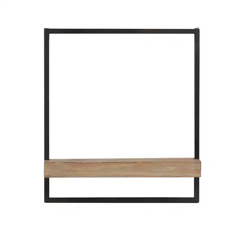 Scaffale da Parete in Ferro e Legno, Decorazione da Appendere 15.7x5.9x17.7
