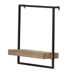 Scaffale da Parete in Ferro e Legno, Decorazione da Appendere 15.7x5.9x17.7