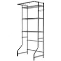 VIYET 3-Tier Over Washer Dryer Storage Shelf,Adjustable with Hanger Rod & Hooks,Black Laundry Space Saver