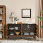 Tavolo Credenza, Mobile Contenitore Consolle con 4 Ante e Ripiani Regolabili, Credenza a Buffet per Cucina Ingresso