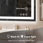 Specchio da bagno Okak moderno anti-appannamento in vetro con doppia sorgente luminosa e tre modalità dimmerabili, specchio da parete per bagno