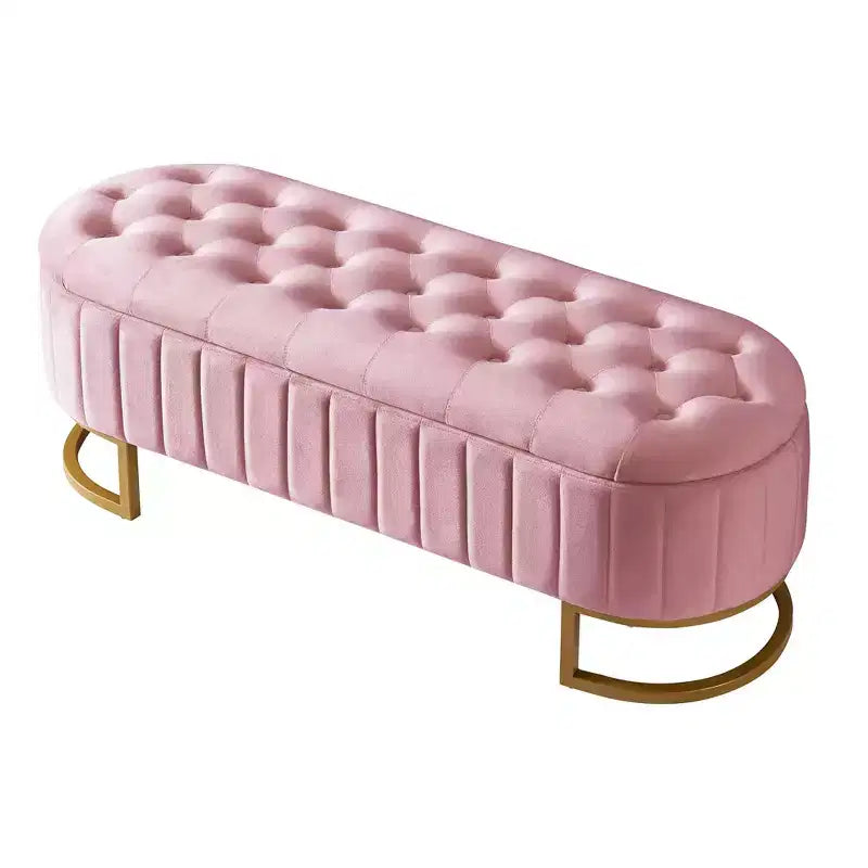 TUYOHW Modern Storage Bench with Button-Tufted Velvet Upholstered Vanity Stool with Metal Leg Elegant End of Bed Bench for Living Room, Bedroom