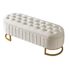 Panca contenitore moderna TUYOHW con sgabello da trucco imbottito in velluto capitonné con gambe in metallo, elegante panca da fondo letto per soggiorno, camera da letto