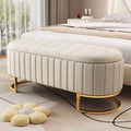 TUYOHW Modern Storage Bench with Button-Tufted Velvet Upholstered Vanity Stool with Metal Leg Elegant End of Bed Bench for Living Room, Bedroom