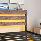 Base per letto a piattaforma MAYEERTY a una piazza e mezza con luci LED RGB, stazione di ricarica USB, resistente, non necessita di rete a molle