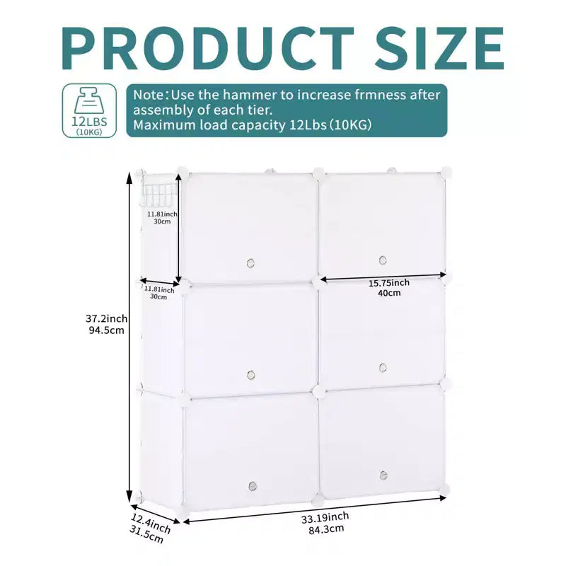 MAYEERTY 6-Layer Shoe Rack Storage Cabinet with Door, Stackable & Detachable