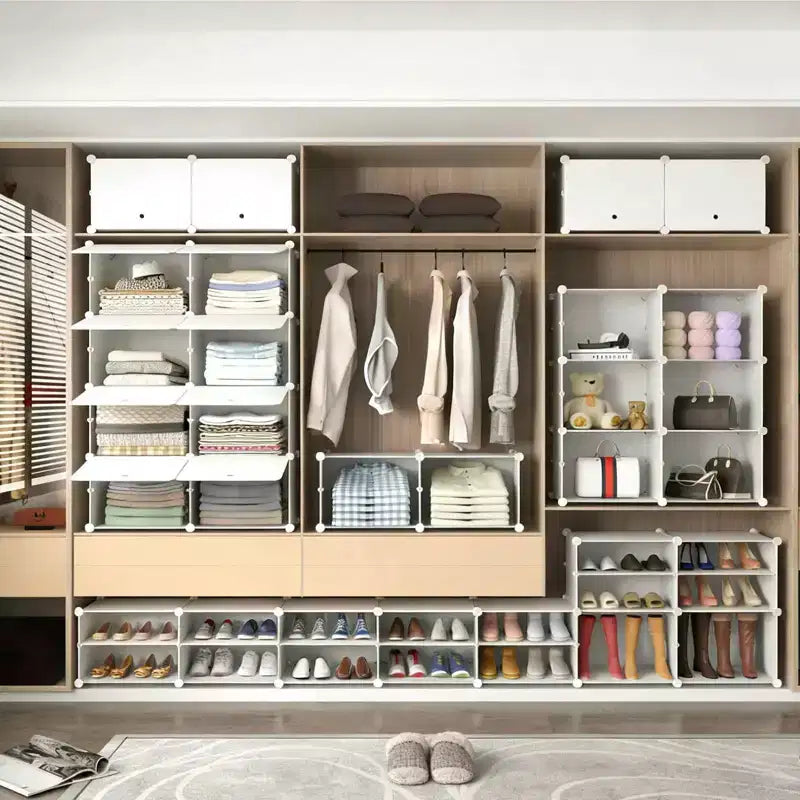 MAYEERTY 6-Layer Shoe Rack Storage Cabinet with Door, Stackable & Detachable