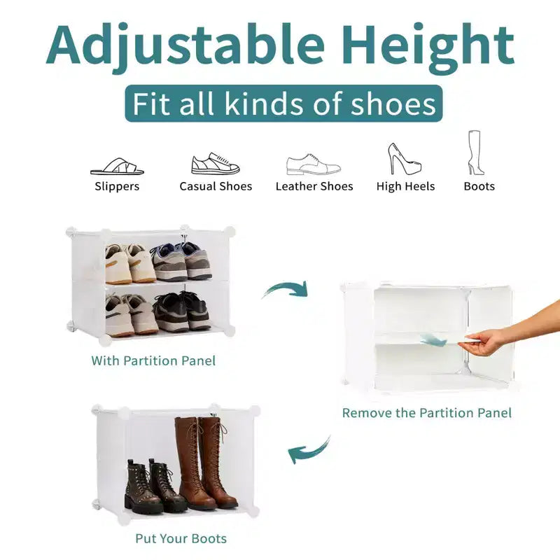 MAYEERTY 6-Layer Shoe Rack Storage Cabinet with Door, Stackable & Detachable