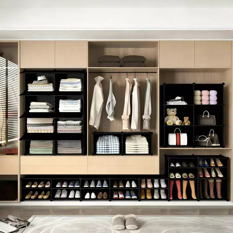 MAYEERTY 6-Layer Shoe Rack Storage Cabinet with Door, Stackable & Detachable