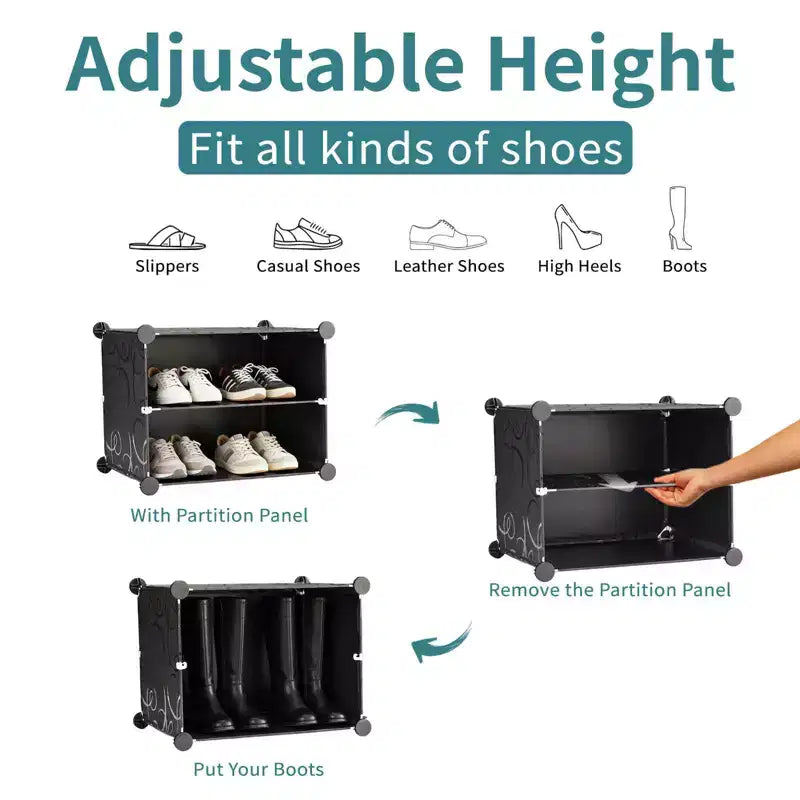 MAYEERTY 6-Layer Shoe Rack Storage Cabinet with Door, Stackable & Detachable