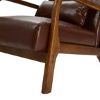 Poltrona accent Mid-Century Modern in similpelle con struttura in legno di gomma noce, colore caffè - Glitzhome: Bassa, rivestimento in PU