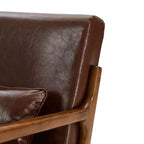 Poltrona accent Mid-Century Modern in similpelle con struttura in legno di gomma noce, colore caffè - Glitzhome: Bassa, rivestimento in PU