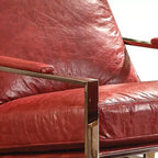 Acme Furniture 29" Poltrona d'accento Quinto in pelle pieno fiore rossa antica/acciaio inossidabile: Nessun assemblaggio, garanzia di 60 giorni