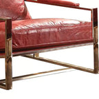 Acme Furniture 29" Poltrona d'accento Quinto in pelle pieno fiore rossa antica/acciaio inossidabile: Nessun assemblaggio, garanzia di 60 giorni