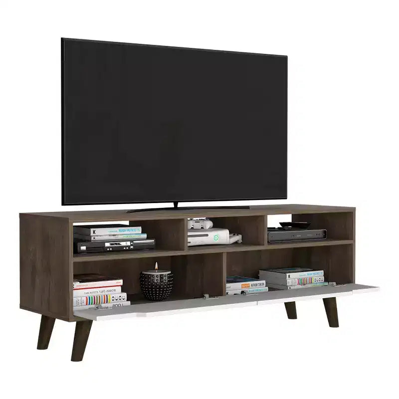 Tacoma TV Stand for TVs up to 55" Dark Walnut/White - Boahaus