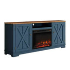 Festivo Mobile TV da 70" stile Country per TV fino a 75" con Caminetto Elettrico Blu Marino : Centro Intrattenimento, Mobile Media