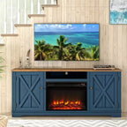 Festivo Mobile TV da 70" stile Country per TV fino a 75" con Caminetto Elettrico Blu Marino : Centro Intrattenimento, Mobile Media